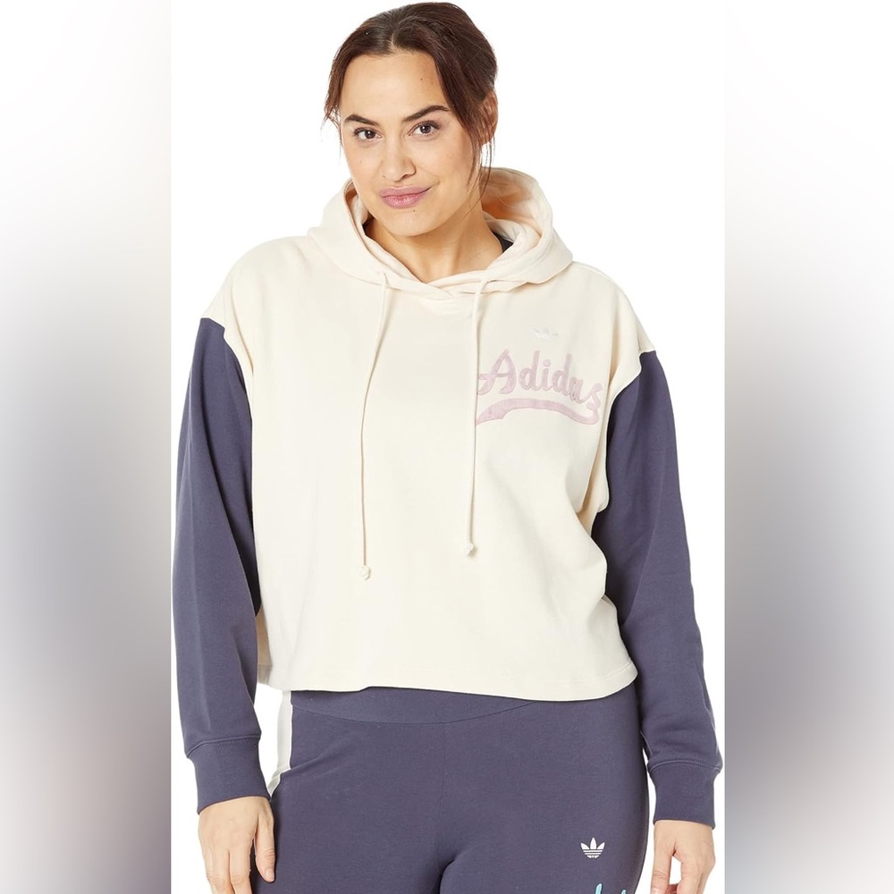 adidas Originals Plus Size Logo Play Hoodie Wonder White / Shadow Navy XL NWOT
